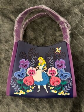 Loungefly Purple Alice in Wonderland Floral Shoulder Bag
